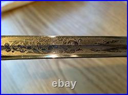 US M1902 Horstmann Philadelphia Military Officer Sword & Scabbard Etched Blade