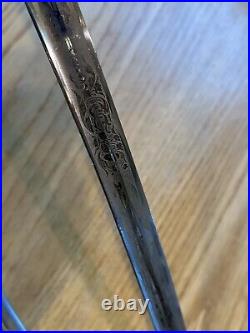 US M1902 Horstmann Philadelphia Military Officer Sword & Scabbard Etched Blade