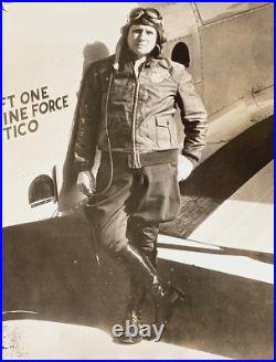 US MARINE CORPS PILOT LT COL ROY S GEIGER withGREAT LAKES BG-1 DIVE BOMBER PHOTO