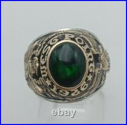 US Military Academy West Point Rings 1926, Dark Emerald Stones, Gold 10k