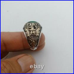 US Military Academy West Point Rings 1926, Dark Emerald Stones, Gold 10k