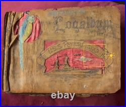 US NAVY USS Pennsylvania LEATHER ALBUM 280 Photos & RPPC Sailors & USS Oklahoma