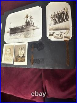 US NAVY USS Pennsylvania LEATHER ALBUM 280 Photos & RPPC Sailors & USS Oklahoma