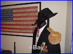 US NAVY Uniform WW1 era with dress sword, bicorn hat, gold epaulettes