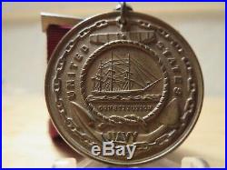 US Navy Constitution Medal JWS 1937 Fidelity Zeal Obedience anchor & Ship in Sea