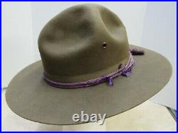 US Post WW1 Montana Peak Campaign Hat M1911 Stetson Purple Cord Transport Corps