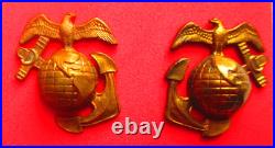 USMC Enlisted Eagle Globe & Anchor Droop Wing Made in England Collar Devices, NR