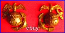 USMC Enlisted Eagle Globe & Anchor Droop Wing Made in England Collar Devices, NR