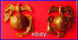 USMC Enlisted Eagle Globe & Anchor Droop Wing Made in England Collar Devices, NR