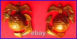 USMC Enlisted Eagle Globe & Anchor Droop Wing Made in England Collar Devices, NR