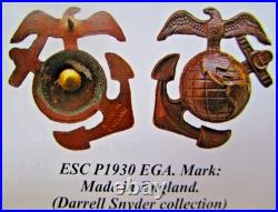 USMC Enlisted Eagle Globe & Anchor Droop Wing Made in England Collar Devices, NR