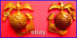 USMC Enlisted Eagle Globe & Anchor Droop Wing Made in England Collar Devices, NR