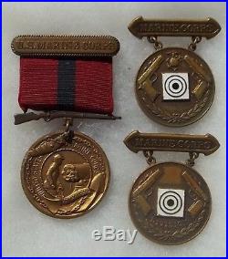 USMC Marine NAMED Competitive Shooting Medal Badge Pin Group IDed WWI WWII