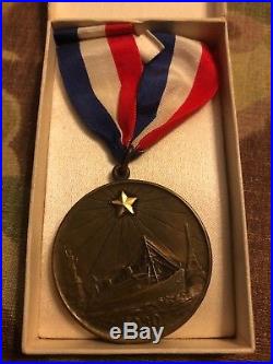 USMC WW1 Tiffany Gold Star Mother Pilgrimage Medal Original Box And Ribbon Rare