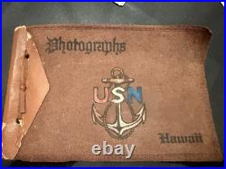 USN Navy LEATHER LIKE ALBUM WithPhotos & All Original See Descr