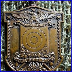 USN USS ARIZONA Battleship Class -Small Arms Trophy Medal -bronze, 1927-28