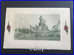 USS ARIZONA Original Christmas Card from the Late 1930s Signed by a Sailor Rare