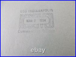 USS Indianapolis Ship Manuals Stamped Received 3-2-1934 Commanding Officer