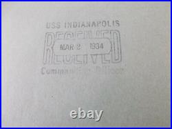 USS Indianapolis Ship Manuals Stamped Received 3-2-1934 Commanding Officer