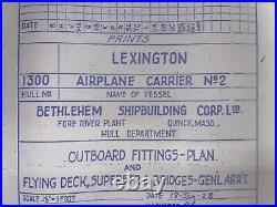 USS Lexington (CV-2) Outboard Fittings (x2) & Inboard Profile (3 Total)