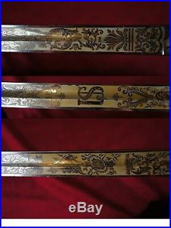 Us Pre Ww2 M1902 High Grade Presentation Sword & Scabbard Both Named Engraved