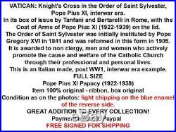 Vatican St Saint Sylvester Order Knight Cross Medal Decoration Pope Pius XI Boxd