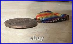 Very Rare! Ww1 U. S. Victory Medal With Original Ribbon (type 1 Wire Loop)