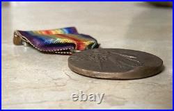 Very Rare! Ww1 U. S. Victory Medal With Original Ribbon (type 1 Wire Loop)