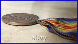 Very Rare! Ww1 U. S. Victory Medal With Original Ribbon (type 1 Wire Loop)