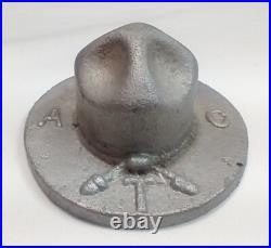Vintage 1920s Texas A&M Corps Cadet Campaign Hat Aluminum Paperweight