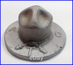 Vintage 1920s Texas A&M Corps Cadet Campaign Hat Aluminum Paperweight