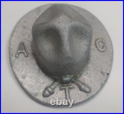 Vintage 1920s Texas A&M Corps Cadet Campaign Hat Aluminum Paperweight