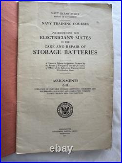 Vintage 1927 US Navy Electrician's Mate Battery Manuals Set Complete 15 Parts