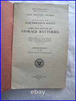 Vintage 1927 US Navy Electrician's Mate Battery Manuals Set Complete 15 Parts