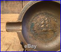 Vintage 1927 USS Constitution Bronze Ashtray Made From Material Taken From Ship