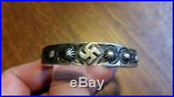 Vintage 1930's Fred Harvey Era Whirling Logs Swastika Sterling Silver Bracelet