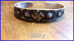Vintage 1930's Fred Harvey Era Whirling Logs Swastika Sterling Silver Bracelet