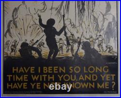 Vintage 1930s CHRISTIAN ANTI-WAR British 30x20 Post-WWI QUAKER Poster FREE SHIP