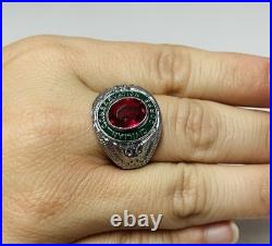 Vintage 1930s Civilian Conservation Corps Sterling Silver Enamel Ring Size 11