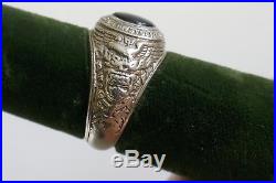 Vintage 1933 US Coast Guard Academy 14k White Gold Black Jade Ring Size 5.5