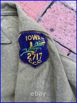 Vintage 1934 CCC Shirt With Patch Iowa Bead Lake Project NRA Tag