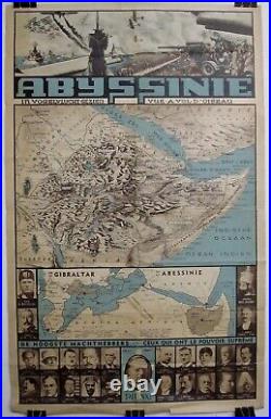 Vintage 1935 ABYSSINIE Italian MUSSOLINI Invasion Belgian 35x22 Poster FREE SHIP