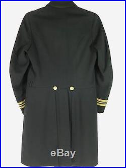 Vintage 20s 1923 Navy Frock Coat PeaCoat Mens XS Military Wool Gold Buttons