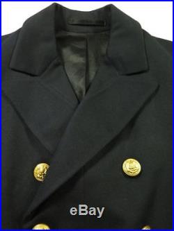 Vintage 20s 1923 Navy Frock Coat Peacoat Mens XS Military Wool Gold Buttons