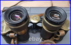 Vintage 8x30 Binoculars, Interwar Period 1919-1938, European Field Brass with Case