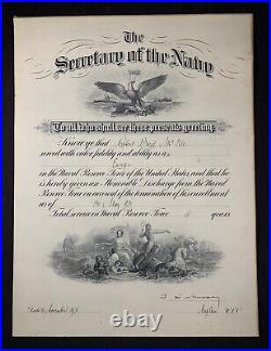 Vintage Antique 1921 Secretary of the United States Navy Honorable Discharge
