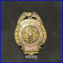 Vintage Assistant Chief Police Obsolete Badge St Petersburg Virginia FC Beasley