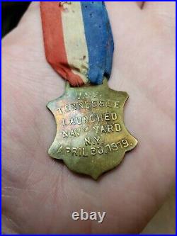 Vintage Authentic U. S. S. Tennessee Launched Navy Yard N. Y. April 30 1919 Medal