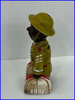 Vintage Cast Iron Army Soldier Bank