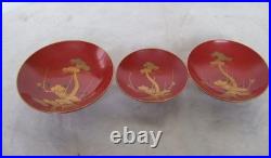 Vintage Imperial Japanese Navy Completion Commemorative Lacquer Sake Cups Set